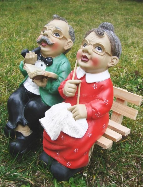 Oma und Opa auf der Bank Figur Garten eBay
